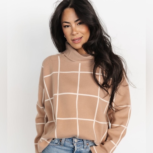 Baltic Born Tahoe Turtleneck windowpane sweater size 3X office cozy neutral work - Picture 4 of 16